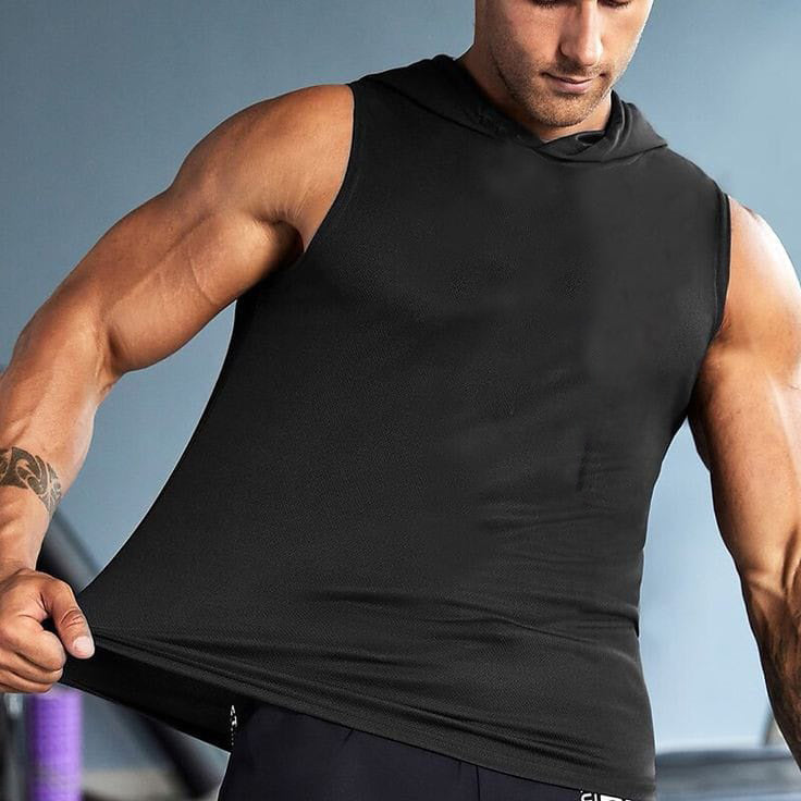 Débardeur à Capuche Homme Noir - Performance & Fit Musculaire
