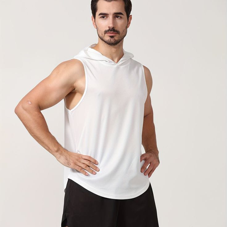 Débardeur à Capuche Homme Blanc Pur - Style Urbain et Confort Athleisure