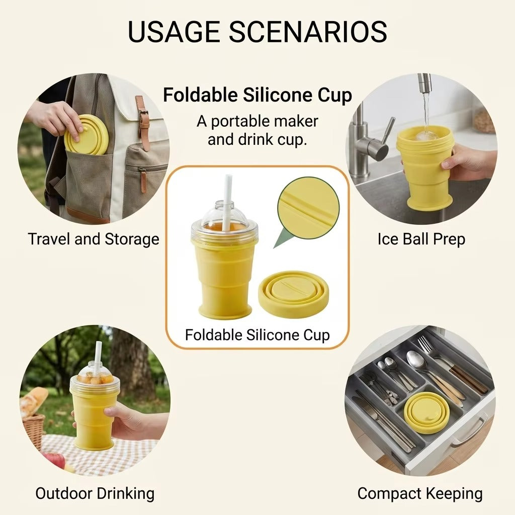 🧊🥤 Gobelet à Glaçons Pliable 2 en 1 كوب مكعبات الثلج القابل للطي 2 في 1