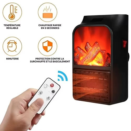 Mini cheminée électrique décorative – Chauffage rapide à 3 modes avec effet flamme réaliste