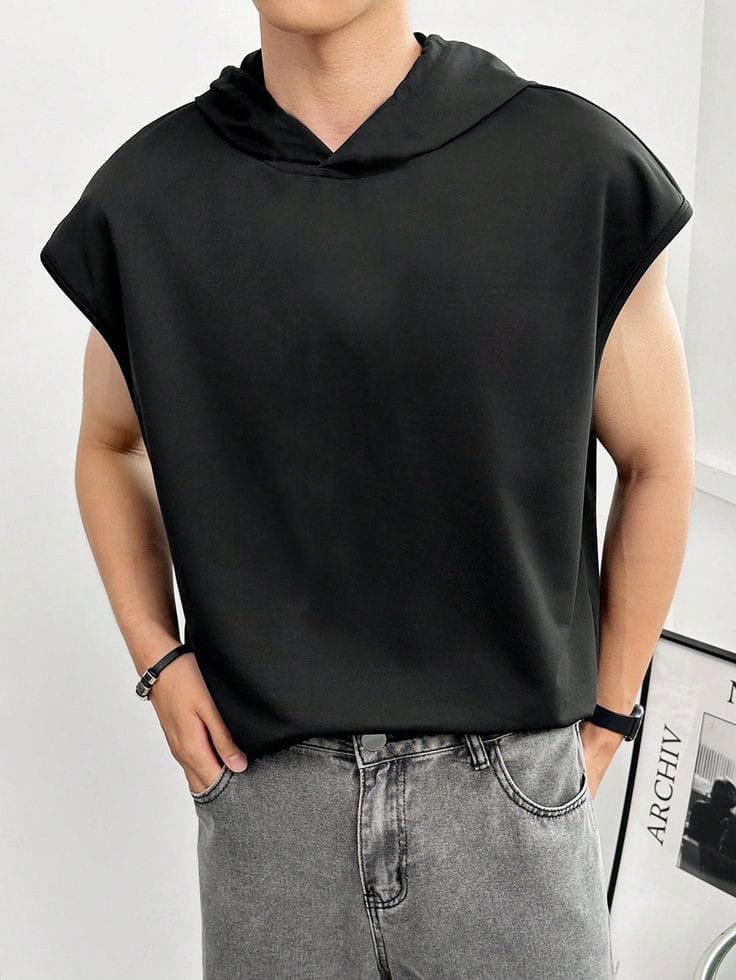 Débardeur à Capuche Homme Noir Oversize - Confort et Style Streetwear