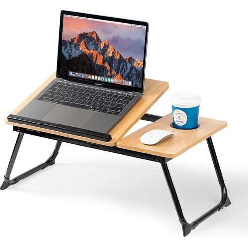 Bureau pliable ajustable pour lit et canapé (Walnut) - Idéal pour travailler et manger