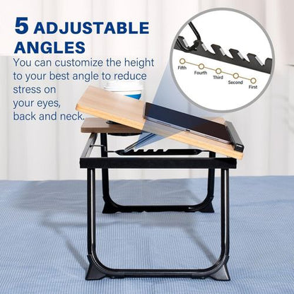 Bureau pliable ajustable pour lit et canapé (Walnut) - Idéal pour travailler et manger