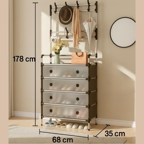 🏠 Meuble Rangement 2-en-1 🏠 منظم ملابس وأحذية متعدد الاستخدامات