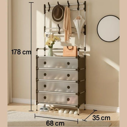 🏠 Meuble Rangement 2-en-1 🏠 منظم ملابس وأحذية متعدد الاستخدامات