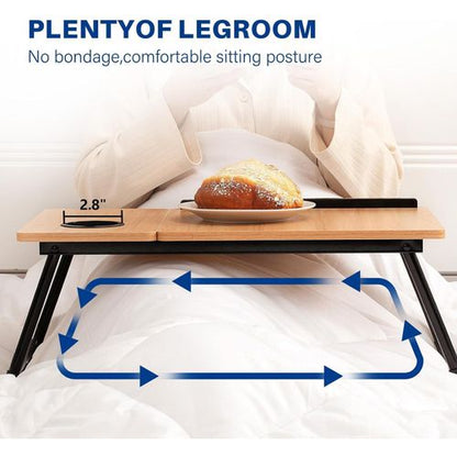 Bureau pliable ajustable pour lit et canapé (Walnut) - Idéal pour travailler et manger