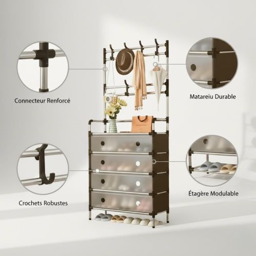 🏠 Meuble Rangement 2-en-1 🏠 منظم ملابس وأحذية متعدد الاستخدامات