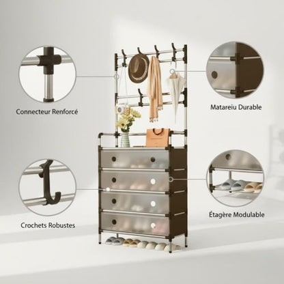 🏠 Meuble Rangement 2-en-1 🏠 منظم ملابس وأحذية متعدد الاستخدامات