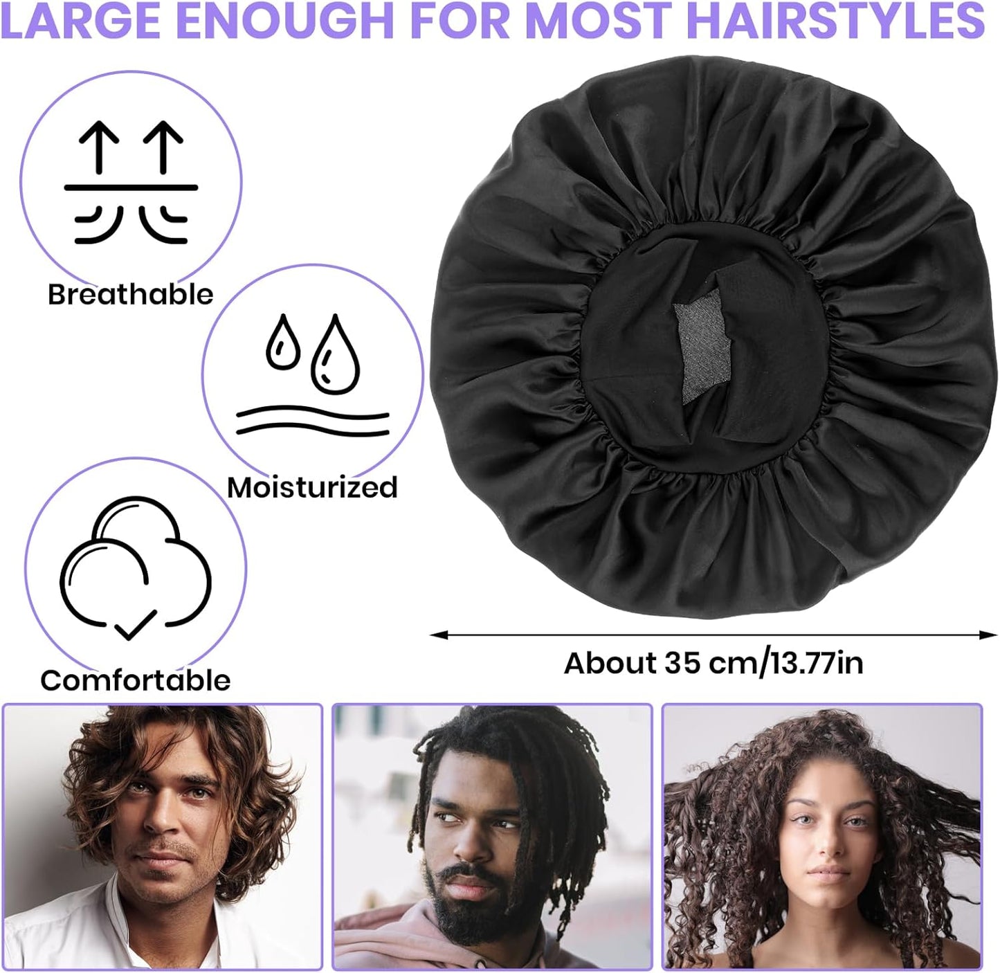 Bonnet de Nuit en Satin Noir pour Homme - Protection Capillaire & Confort