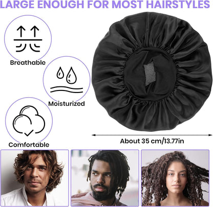 Bonnet de Nuit en Satin Noir pour Homme - Protection Capillaire & Confort