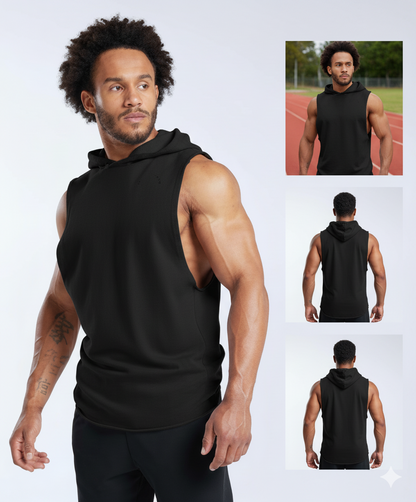 Débardeur à Capuche sans Manches Noir pour Homme - Style et Performance Athlétique