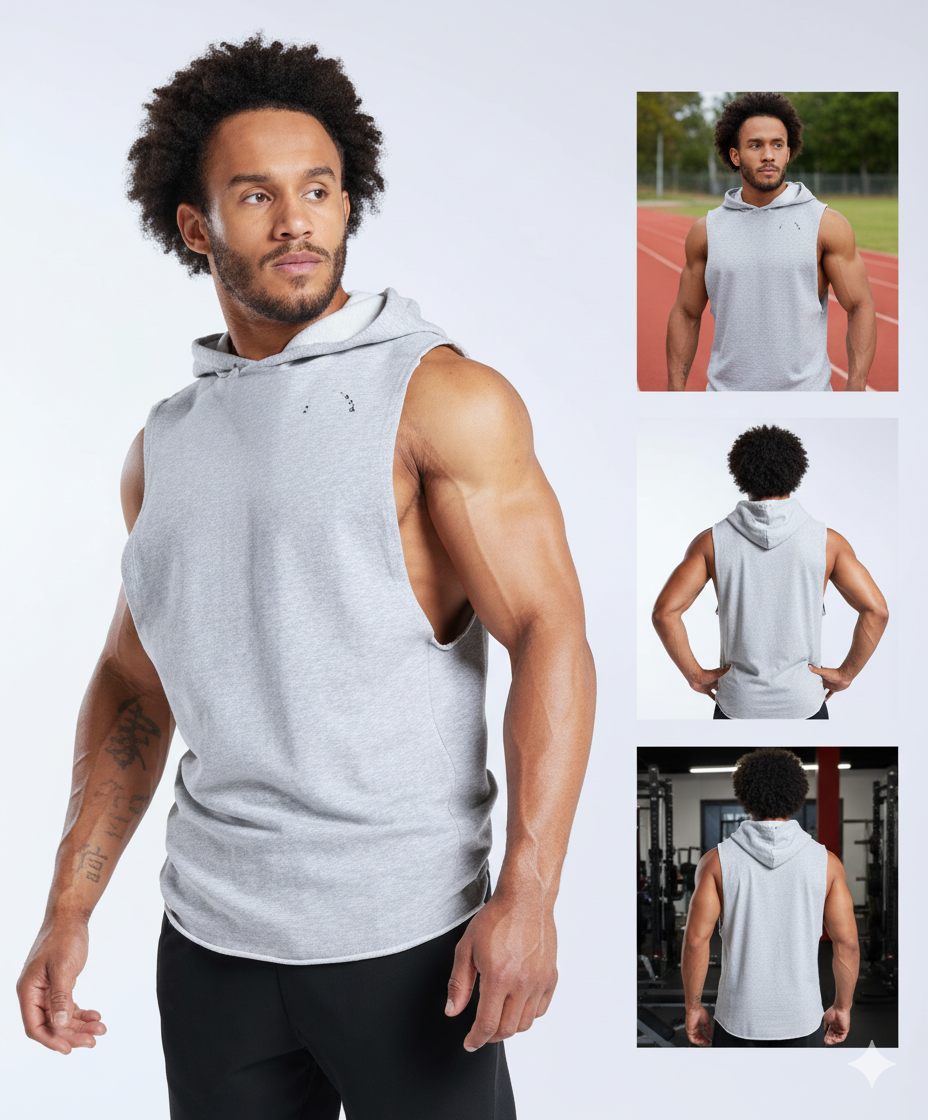 Débardeur à Capuche sans Manches pour Homme - Style Athlétique Décontracté
