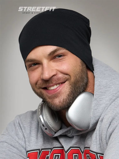 Pack Bonnet Beanie "STREETFIT" Bicolore Noir/Blanc & Casque Audio Tech