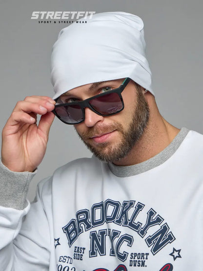 Pack Bonnet Beanie "STREETFIT" Bicolore Noir/Blanc & Casque Audio Tech