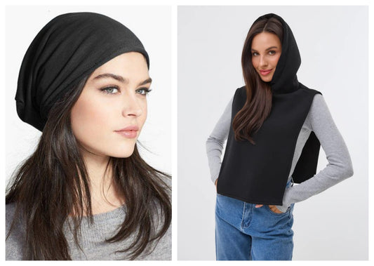 Pack Confort & Layering : Bonnet Souple Noir et Snood à Capuche Modulaire
