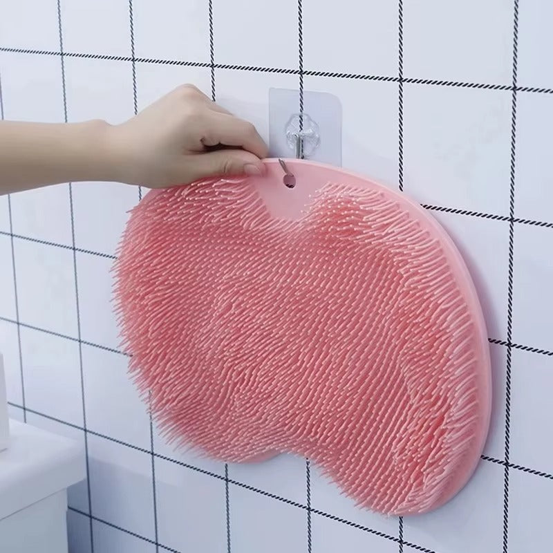 Brosse de lavage des pieds, frottez le dos avec une brosse à ventouse, outil de salle de bain, coussin de massage des pieds, tapis de massage de douche, coussin de bain exfoliant, éponge de bain