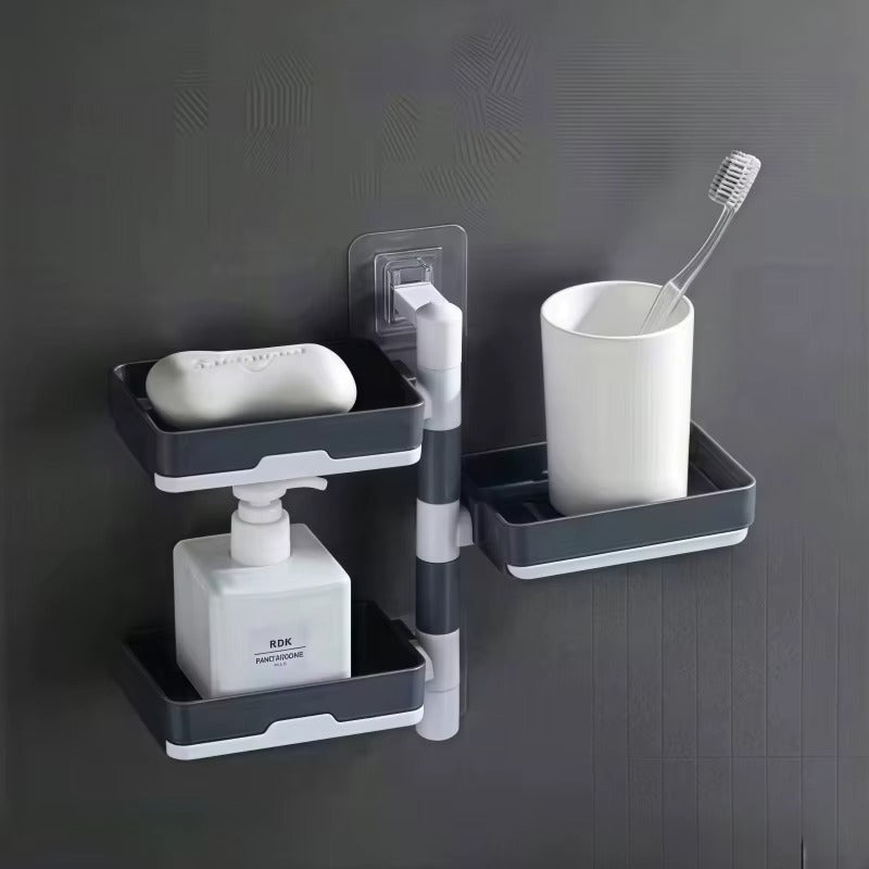 Porte-savon mural rotatif multicouche auto-adhésif pour bureau, cuisine, maison, dortoir