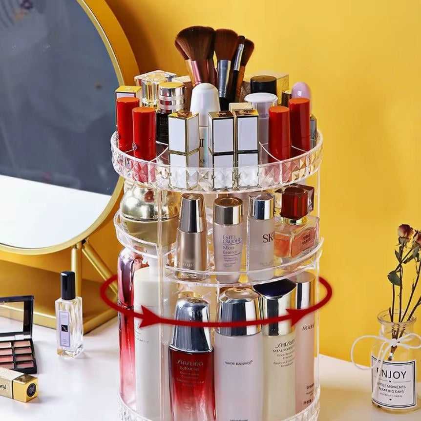 Boîte de rangement transparente pour cosmétiques, rotation à 360 degrés, porte-rouge à lèvres