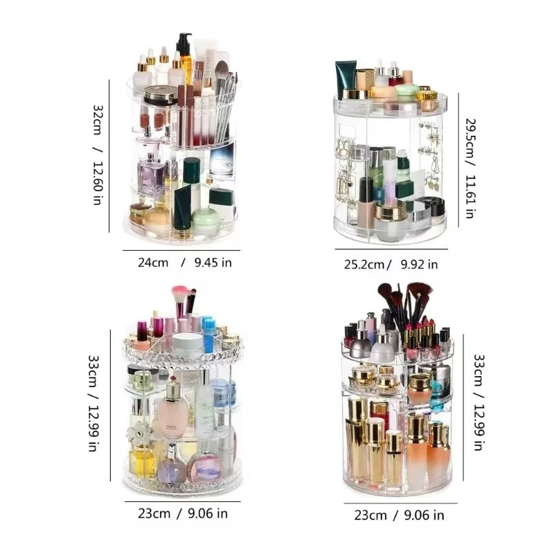 Boîte de rangement transparente pour cosmétiques, rotation à 360 degrés, porte-rouge à lèvres