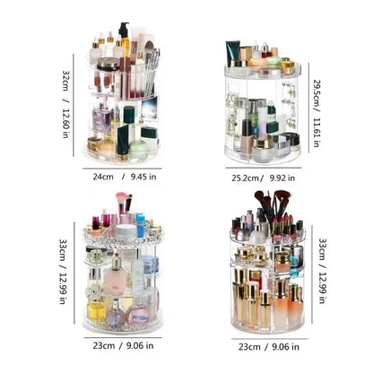 Boîte de rangement transparente pour cosmétiques, rotation à 360 degrés, porte-rouge à lèvres