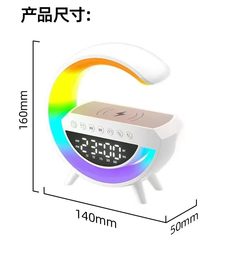 Haut-parleur Bluetooth créatif, chargeur sans fil pour téléphone portable, lampe de table multifonctionnelle avec lumières RGB