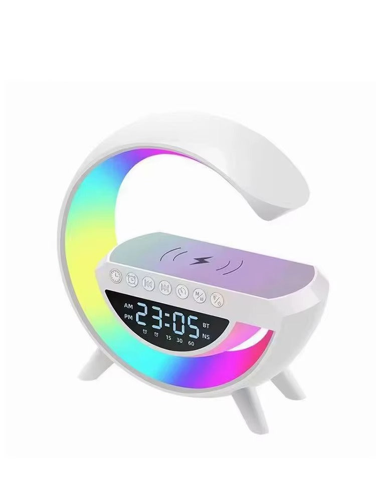 Haut-parleur Bluetooth créatif, chargeur sans fil pour téléphone portable, lampe de table multifonctionnelle avec lumières RGB