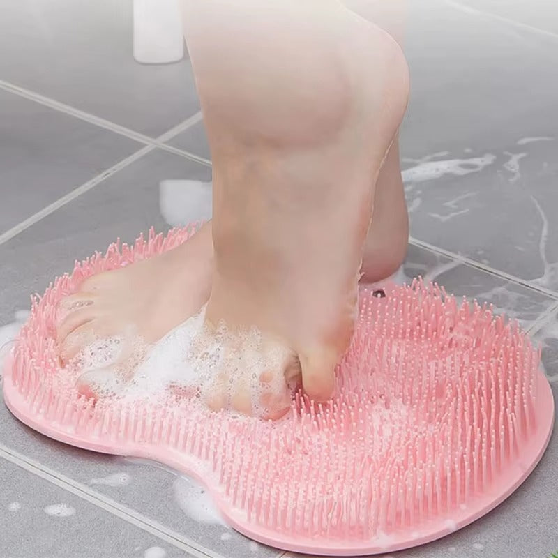 Brosse de lavage des pieds, frottez le dos avec une brosse à ventouse, outil de salle de bain, coussin de massage des pieds, tapis de massage de douche, coussin de bain exfoliant, éponge de bain