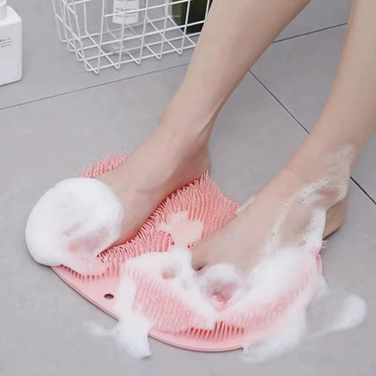 Brosse de lavage des pieds, frottez le dos avec une brosse à ventouse, outil de salle de bain, coussin de massage des pieds, tapis de massage de douche, coussin de bain exfoliant, éponge de bain