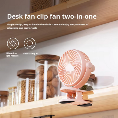 Nouveau mini ventilateur portable à pince, trois vitesses réglables, chargement USB
