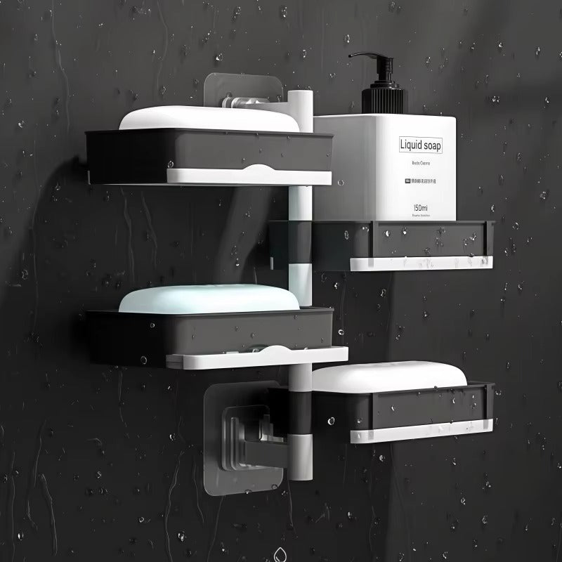 Porte-savon mural rotatif multicouche auto-adhésif pour bureau, cuisine, maison, dortoir