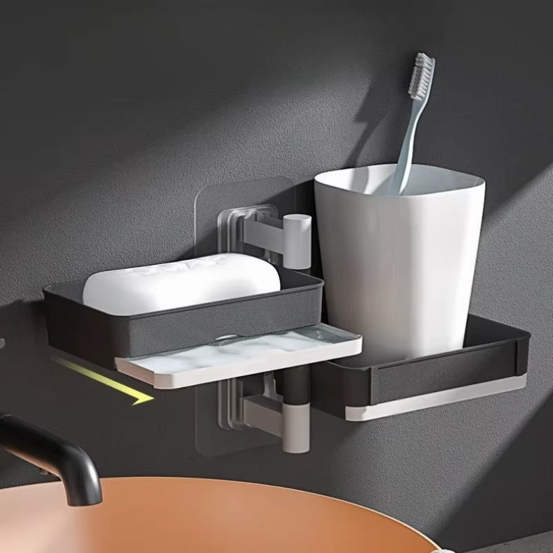 Porte-savon mural rotatif multicouche auto-adhésif pour bureau, cuisine, maison, dortoir