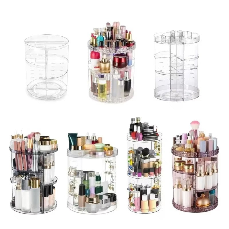Boîte de rangement transparente pour cosmétiques, rotation à 360 degrés, porte-rouge à lèvres