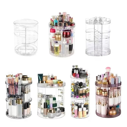 Boîte de rangement transparente pour cosmétiques, rotation à 360 degrés, porte-rouge à lèvres