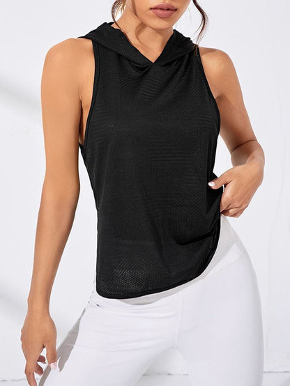 Débardeur à Capuche Noir Fluide - Performance et Style