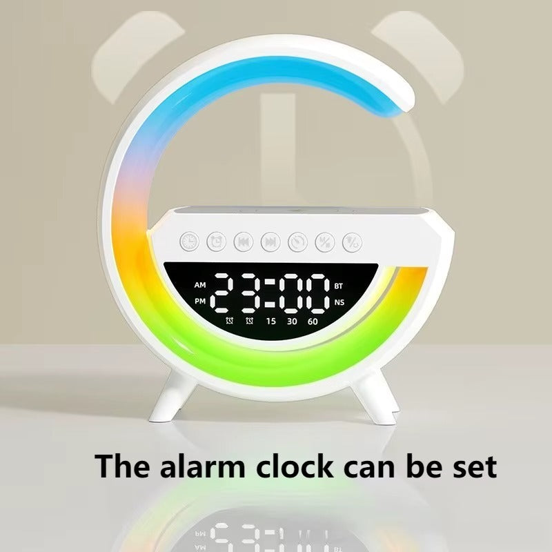 Haut-parleur Bluetooth créatif, chargeur sans fil pour téléphone portable, lampe de table multifonctionnelle avec lumières RGB