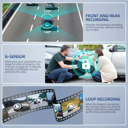 📹 Caméra Dashcam Triple Vision كاميرا سيارة ثلاثية العدسات لتسجيل الطريق