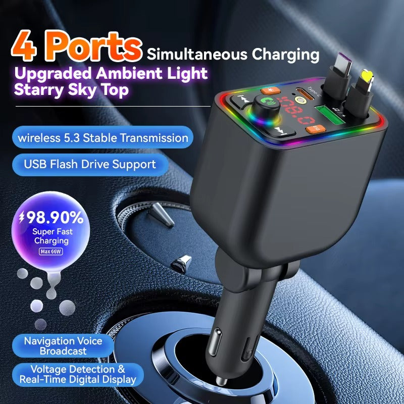 🚗 Chargeur Voiture Bluetooth PD شاحن سيارة سريع مع بلوتوث وجهاز إرسال FM