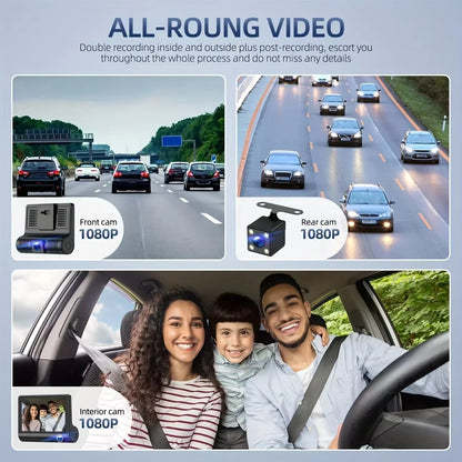 📹 Caméra Dashcam Triple Vision كاميرا سيارة ثلاثية العدسات لتسجيل الطريق