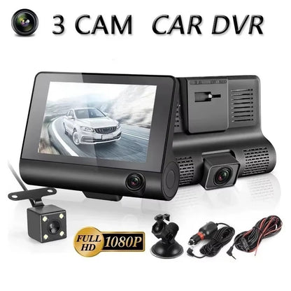 📹 Caméra Dashcam Triple Vision كاميرا سيارة ثلاثية العدسات لتسجيل الطريق