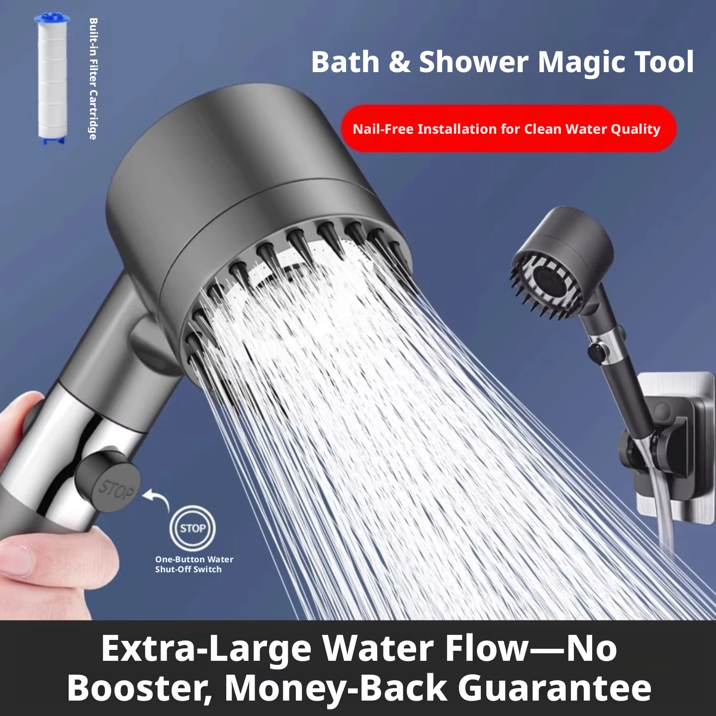 🚿 Pommeau de Douche Haute Pression Filtrant رأس دش عالي الضغط مع فلتر لتنقية المياه