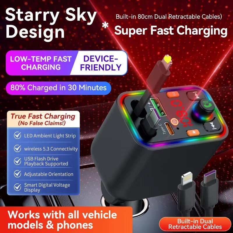 🚗 Chargeur Voiture Bluetooth PD شاحن سيارة سريع مع بلوتوث وجهاز إرسال FM