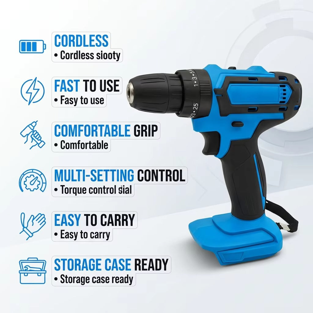 🔧⚡ Perceuse Visseuse Sans Fil 36V مثقاب لاسلكي 36 فولت مع بطاريتين وملحقات
