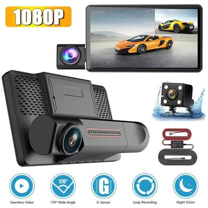 📹 Caméra Dashcam Triple Vision كاميرا سيارة ثلاثية العدسات لتسجيل الطريق